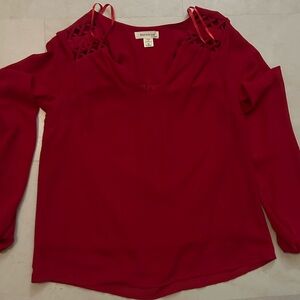 NWOT (S) Red lined blouse long sleeve